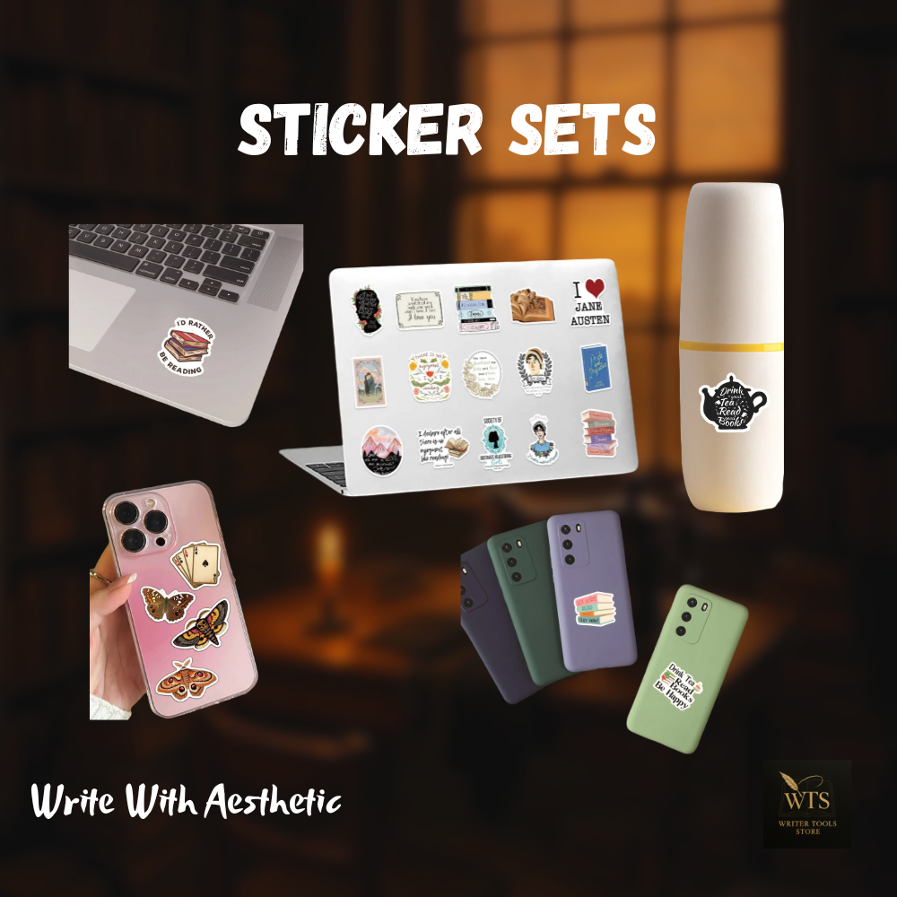 Sticker Sets - Vintage stickers for writer, reader retro