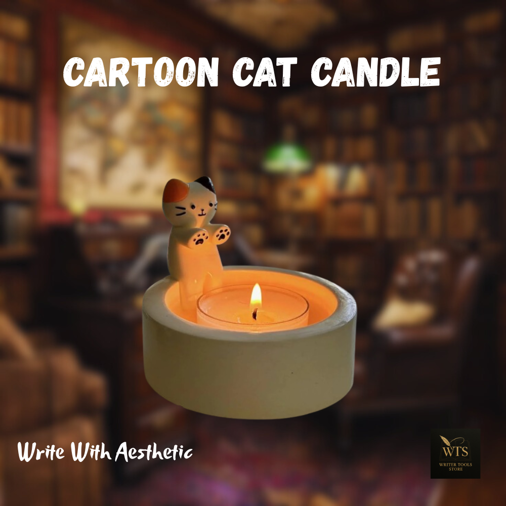 Cartoon Cat Candle – Decorative Tea Light Holder for Desk, Office, Bedside & Christmas Gift