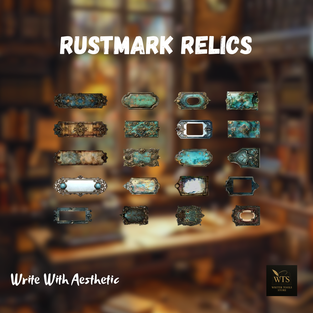 Rustmark Relics – Vintage Metal Tag Stickers for Scrapbooks, Journals & DIY Art Projects