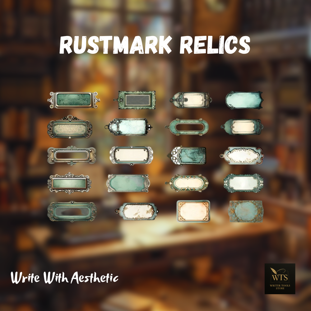 Rustmark Relics – Vintage Metal Tag Stickers for Scrapbooks, Journals & DIY Art Projects