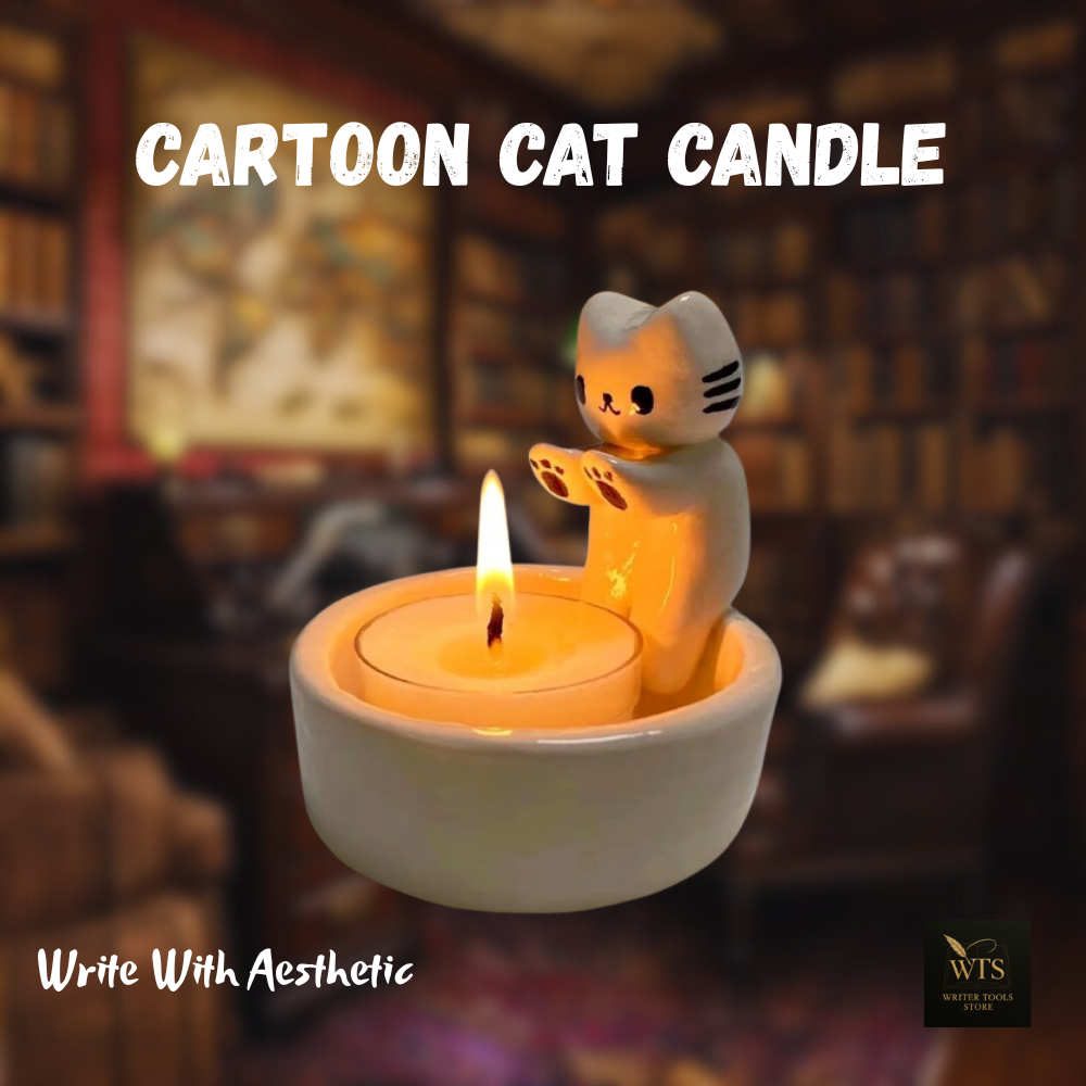 Cartoon Cat Candle – Decorative Tea Light Holder for Desk, Office, Bedside & Christmas Gift