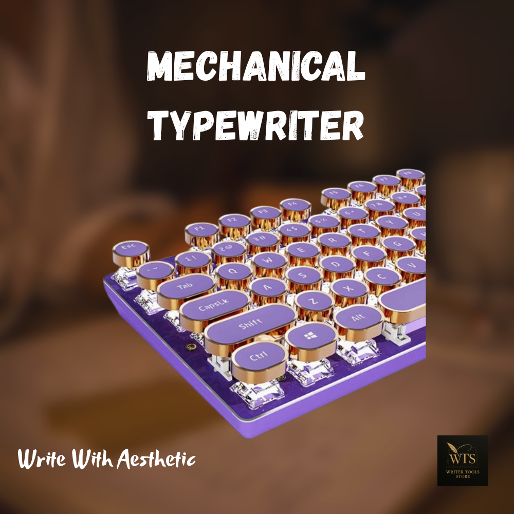 Retro Typewriter Mechanical Keyboard – 104-Key Punk Gaming Keyboard with Round Keycaps, White LED Backlight & Detachable Cable by EWEADN