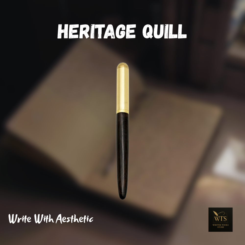 Heritage Quill – Premium Wooden & Bronze Fountain Pen 0.5 mm | Retro Luxury Calligraphy, Office & Gift Writing Instrument