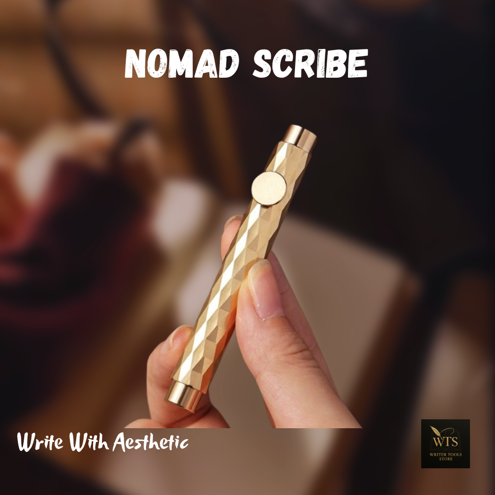 Nomad Scribe – Mini Retro Brass Fountain Pen, Portable Vintage Writing Tool with Fine/Bent Nib for Students & Collectors