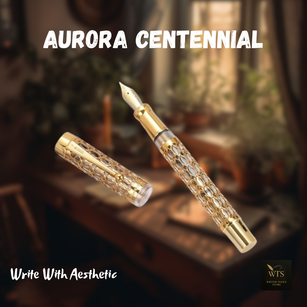 Aurora Centennial – Luxury Resin Fountain Pen with Mesh Nib & Gold Clip for Business, School & Fine Writing