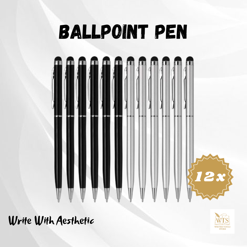 12-Piece Premium Metal Ballpoint Pen Set with Bonus Stylus Tips