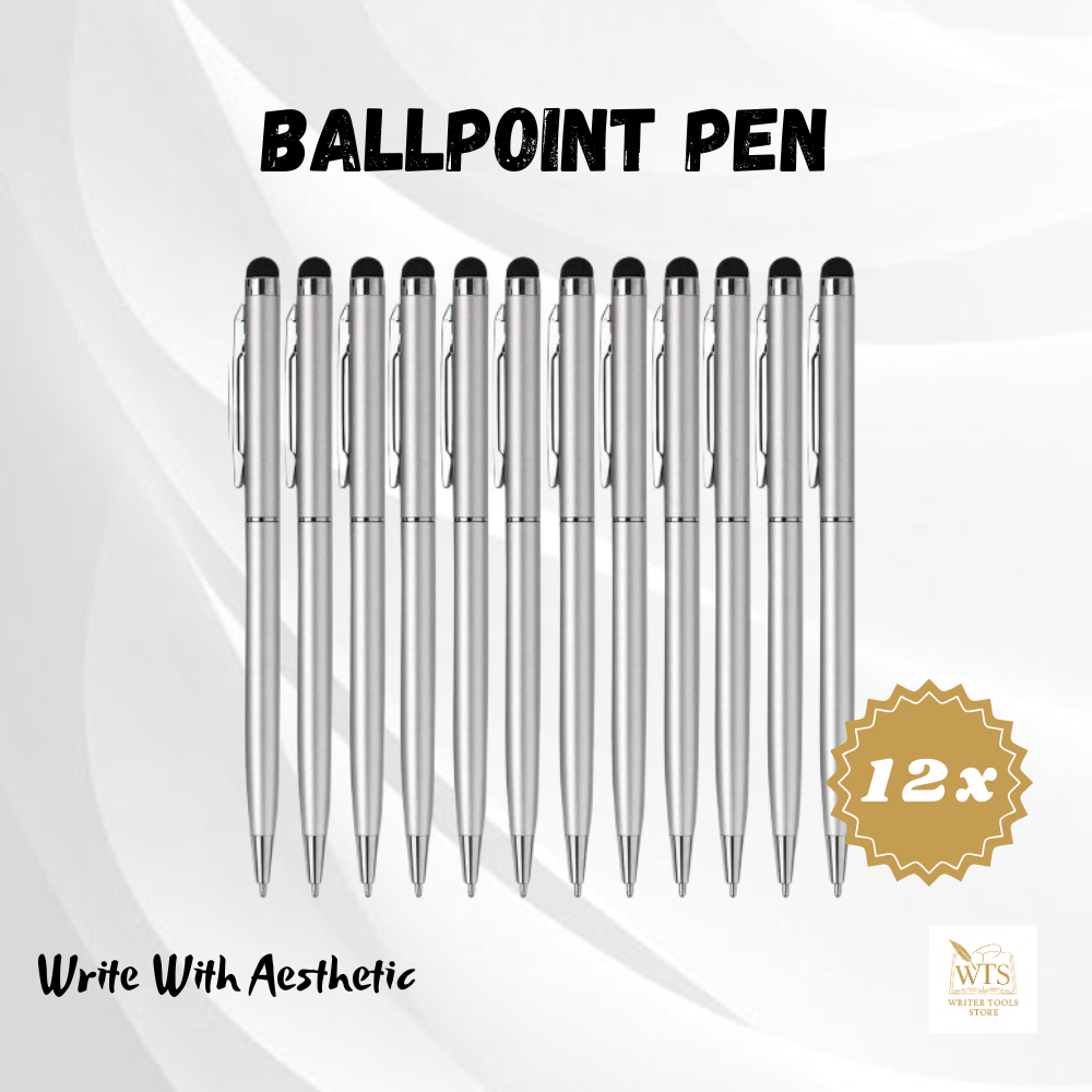 12-Piece Premium Metal Ballpoint Pen Set with Bonus Stylus Tips