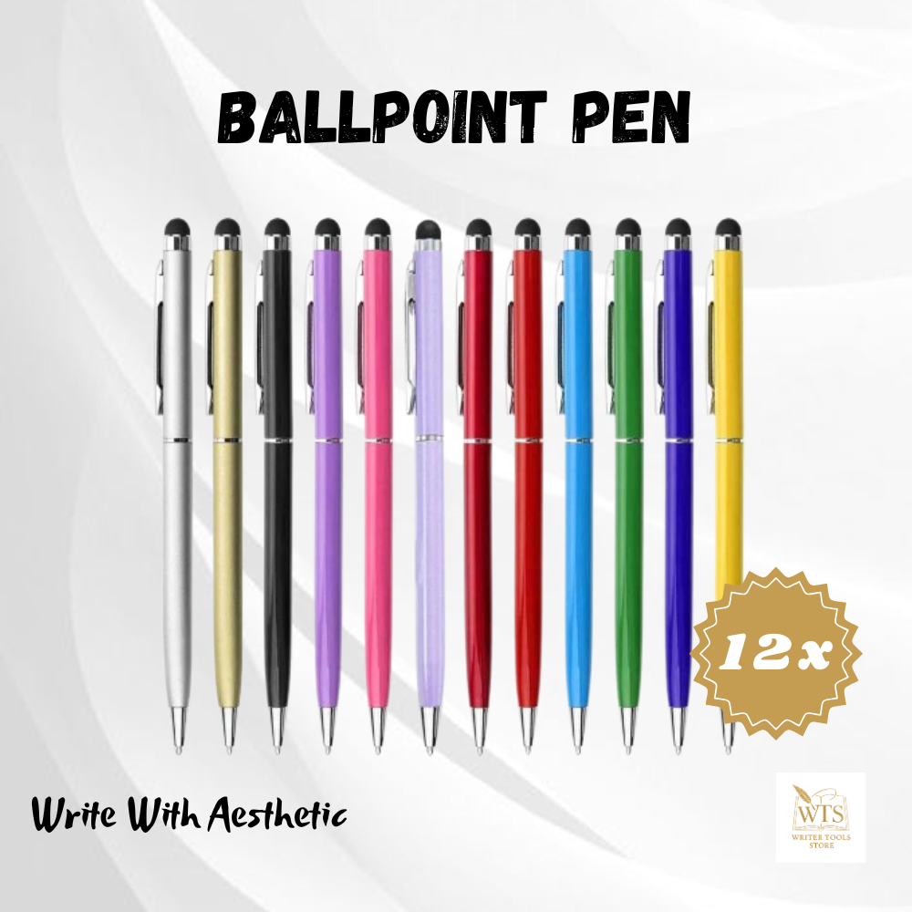 12-Piece Premium Metal Ballpoint Pen Set with Bonus Stylus Tips