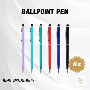 6-Piece Premium Metal Ballpoint Pen Set with Bonus Stylus Tips