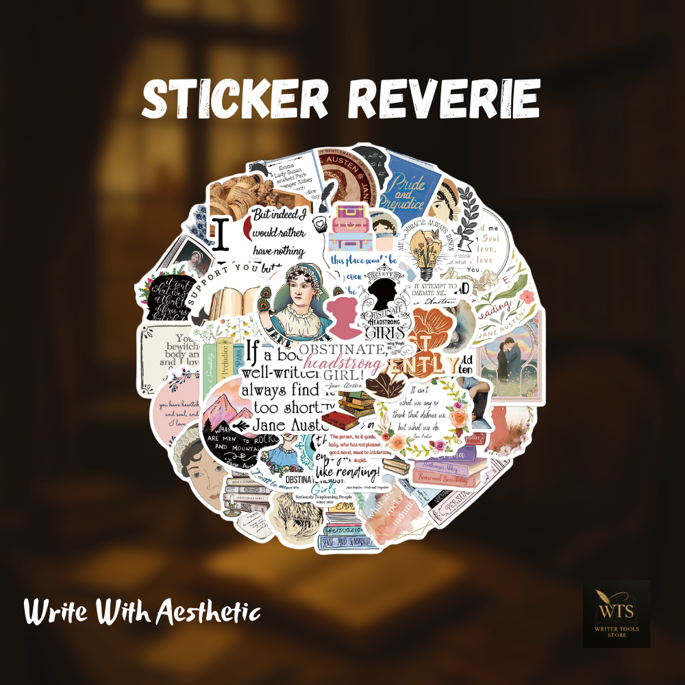 Sticker Reverie – 50x Jane Austen Literary Icons for Scrapbooks, Laptops & More