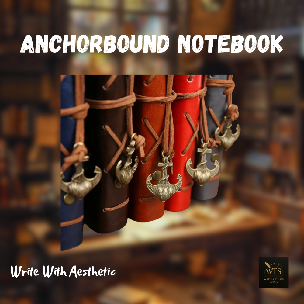 Anchorbound Notebook - A retro-style A5 leather spiral notebook designed for journaling, sketching, and capturing your adventures in style