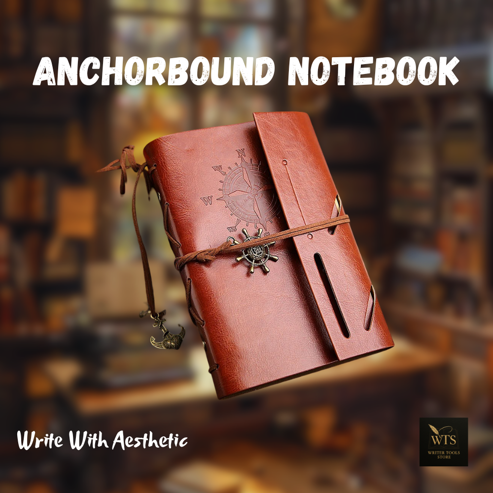 Anchorbound Notebook - A retro-style A5 leather spiral notebook designed for journaling, sketching, and capturing your adventures in style