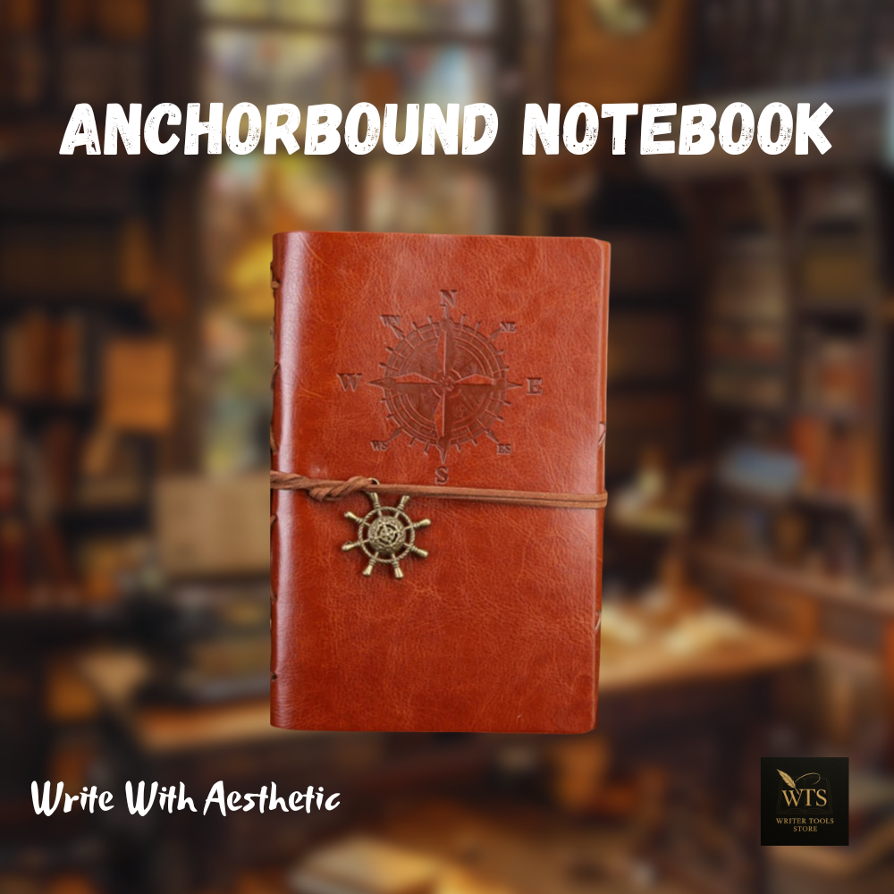 Anchorbound Notebook - A retro-style A5 leather spiral notebook designed for journaling, sketching, and capturing your adventures in style