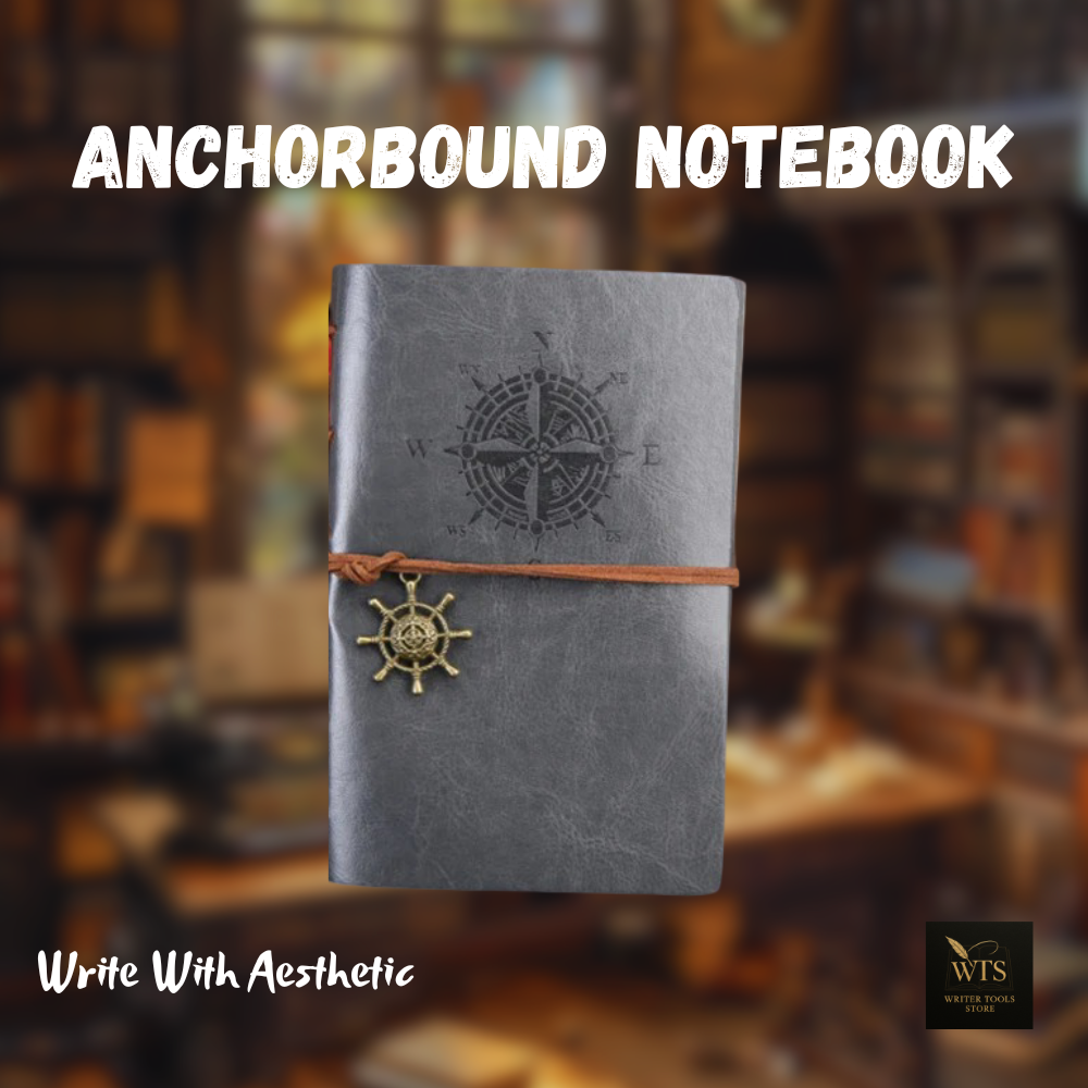 Anchorbound Notebook - A retro-style A5 leather spiral notebook designed for journaling, sketching, and capturing your adventures in style