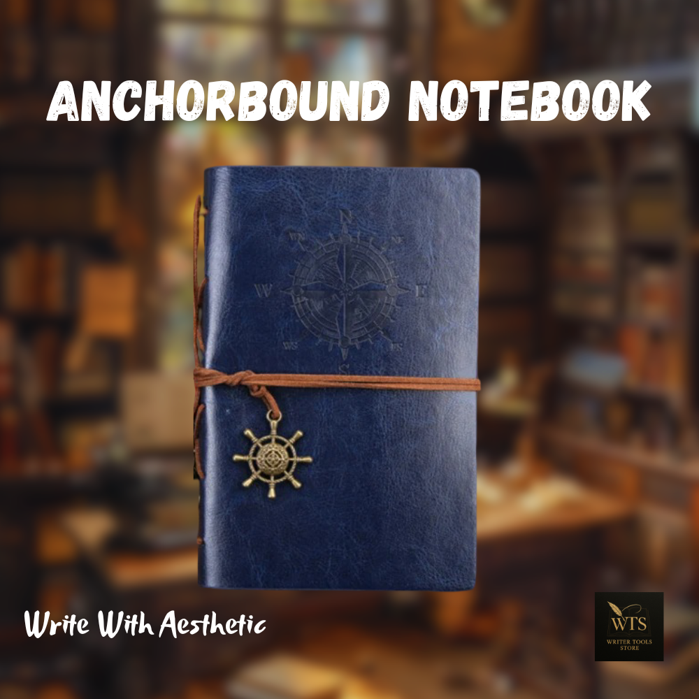 Anchorbound Notebook - A retro-style A5 leather spiral notebook designed for journaling, sketching, and capturing your adventures in style
