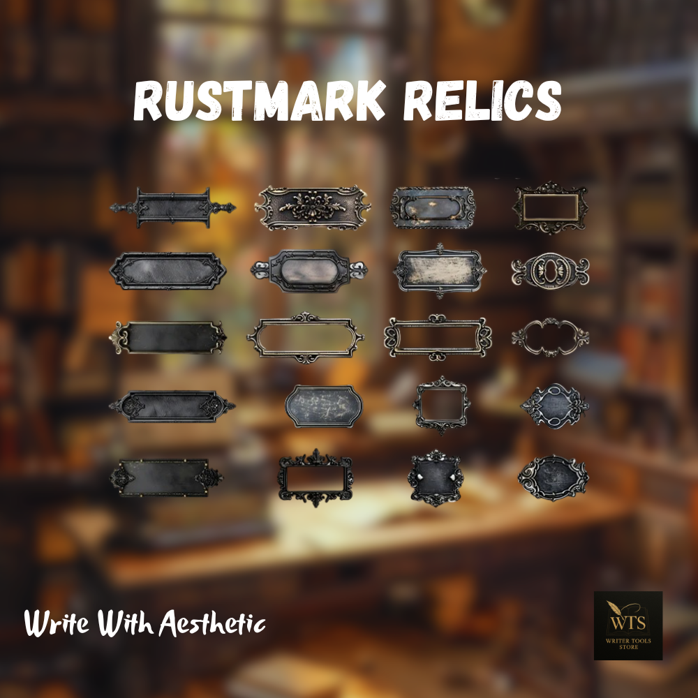 Rustmark Relics – Vintage Metal Tag Stickers for Scrapbooks, Journals & DIY Art Projects