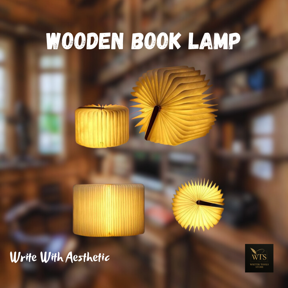Foldable LED Wooden Book Lamp – USB Rechargeable Night Light for Bedroom, Desk & Gifts – Creative Bedside Reading Light for Kids & Adults