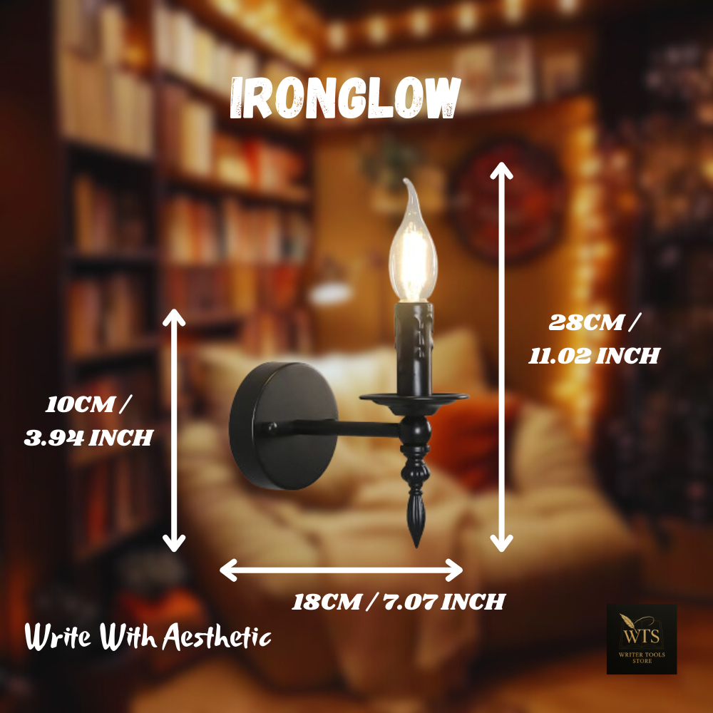 IronGlow – Vintage Industrial Wall Lamp | Retro American-Style Indoor Sconce for Bedroom, Aisle, Stair & Porch Lighting (Candle-Inspired Design)
