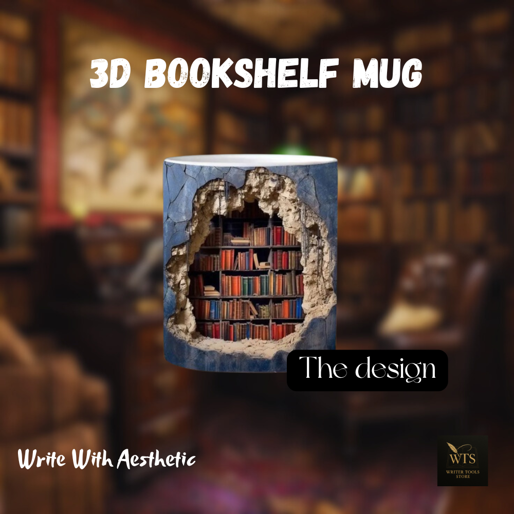 Ceramic Bookshelf Mug – 3D Library Design Coffee Cup for Book Lovers, Readers & Writers – Unique Christmas Gift & Multi-Purpose Tea Mug