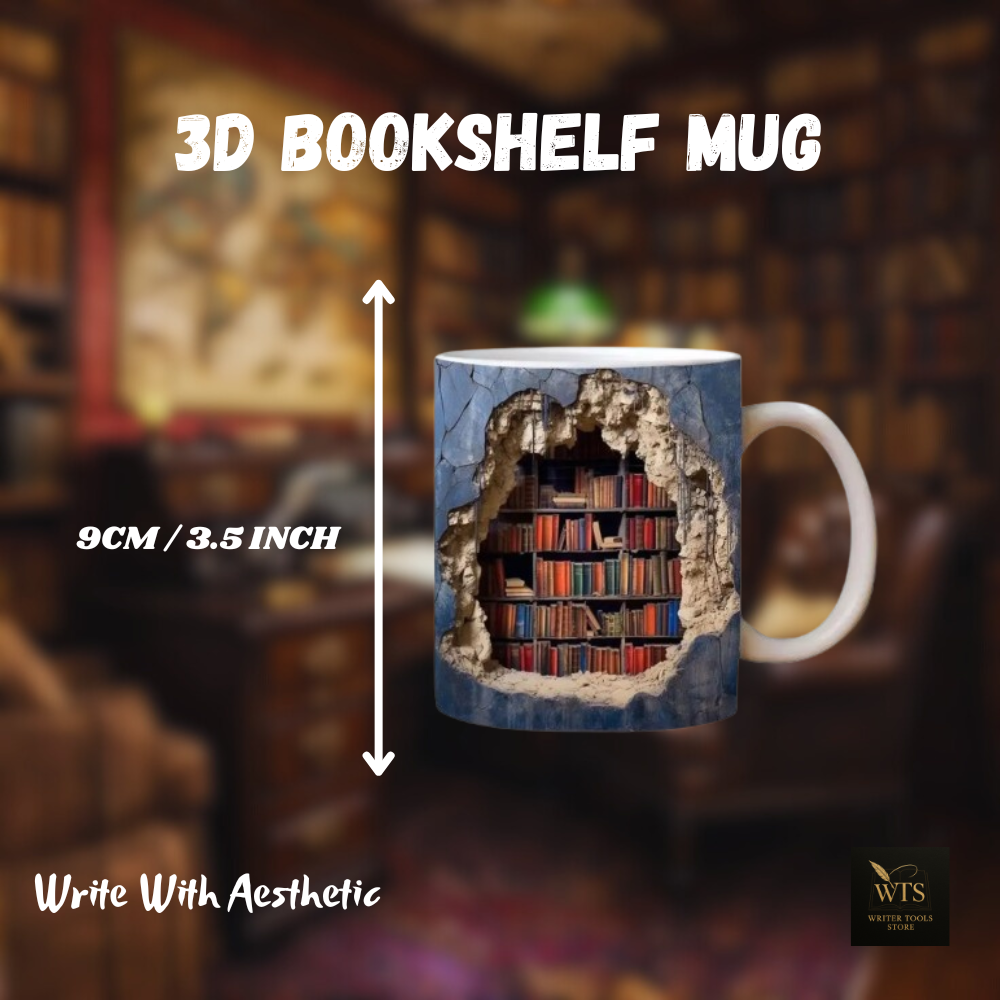 Ceramic Bookshelf Mug – 3D Library Design Coffee Cup for Book Lovers, Readers & Writers – Unique Christmas Gift & Multi-Purpose Tea Mug