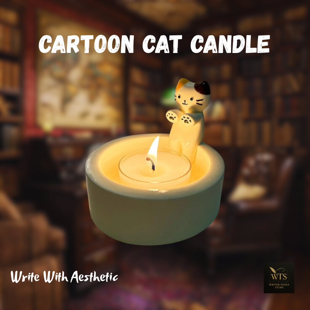 Cartoon Cat Candle – Decorative Tea Light Holder for Desk, Office, Bedside & Christmas Gift