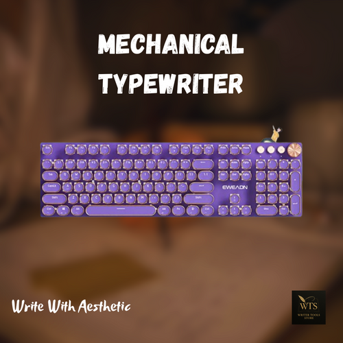 Retro Typewriter Mechanical Keyboard – 104-Key Punk Gaming Keyboard with Round Keycaps, White LED Backlight & Detachable Cable by EWEADN