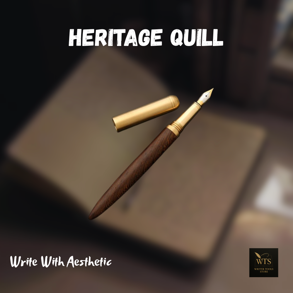 Heritage Quill – Premium Wooden & Bronze Fountain Pen 0.5 mm | Retro Luxury Calligraphy, Office & Gift Writing Instrument