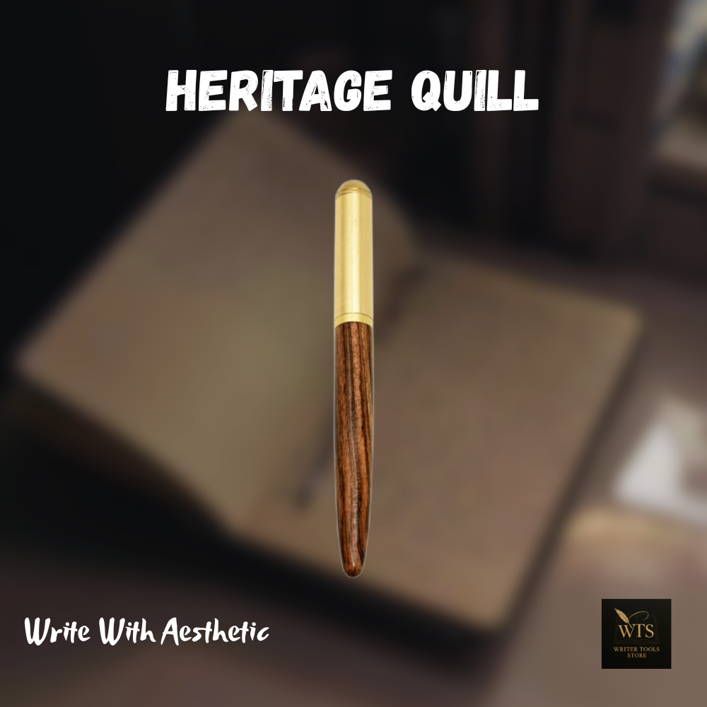 Heritage Quill – Premium Wooden & Bronze Fountain Pen 0.5 mm | Retro Luxury Calligraphy, Office & Gift Writing Instrument