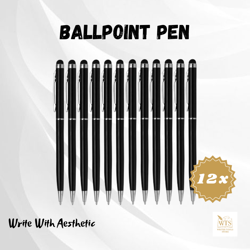 12-Piece Premium Metal Ballpoint Pen Set with Bonus Stylus Tips