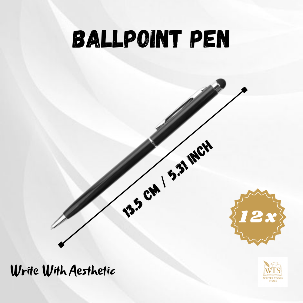 12-Piece Premium Metal Ballpoint Pen Set with Bonus Stylus Tips
