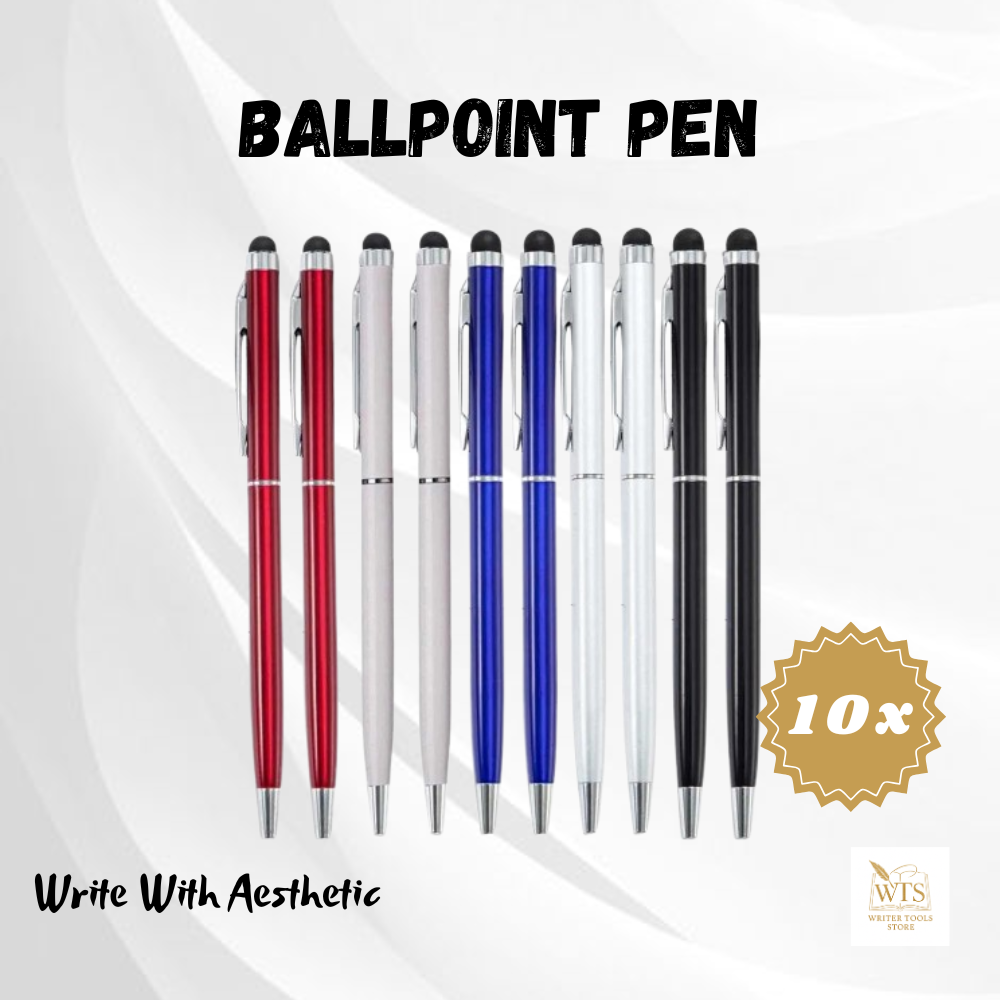 10-Piece Premium Metal Ballpoint Pen Set with Bonus Stylus Tips