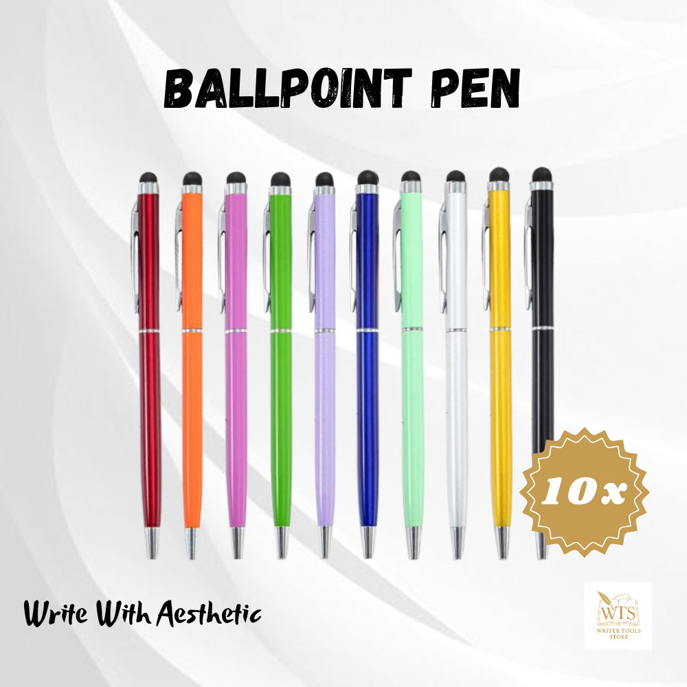 10-Piece Premium Metal Ballpoint Pen Set with Bonus Stylus Tips