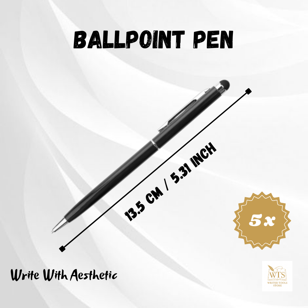 5-Piece Premium Metal Ballpoint Pen Set with Bonus Stylus Tips