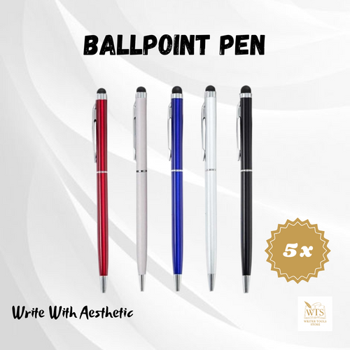 5-Piece Premium Metal Ballpoint Pen Set with Bonus Stylus Tips