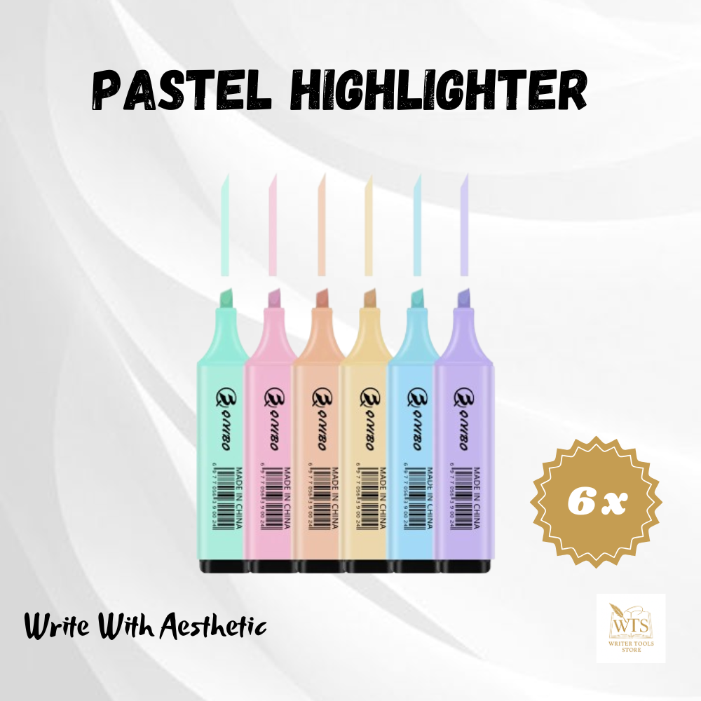 6-Piece Pastel Highlighter Set – Soft Macaron Colors with Chisel Tips