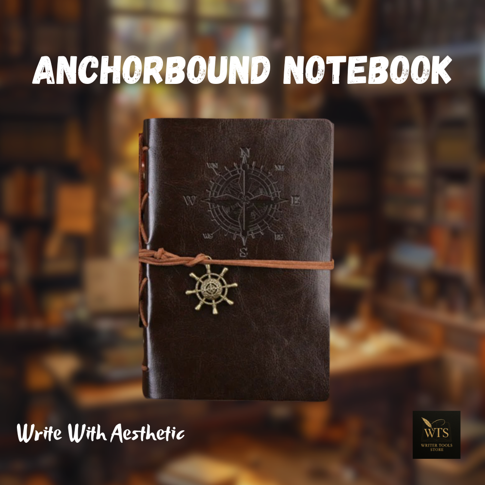 Anchorbound Notebook - A retro-style A5 leather spiral notebook designed for journaling, sketching, and capturing your adventures in style