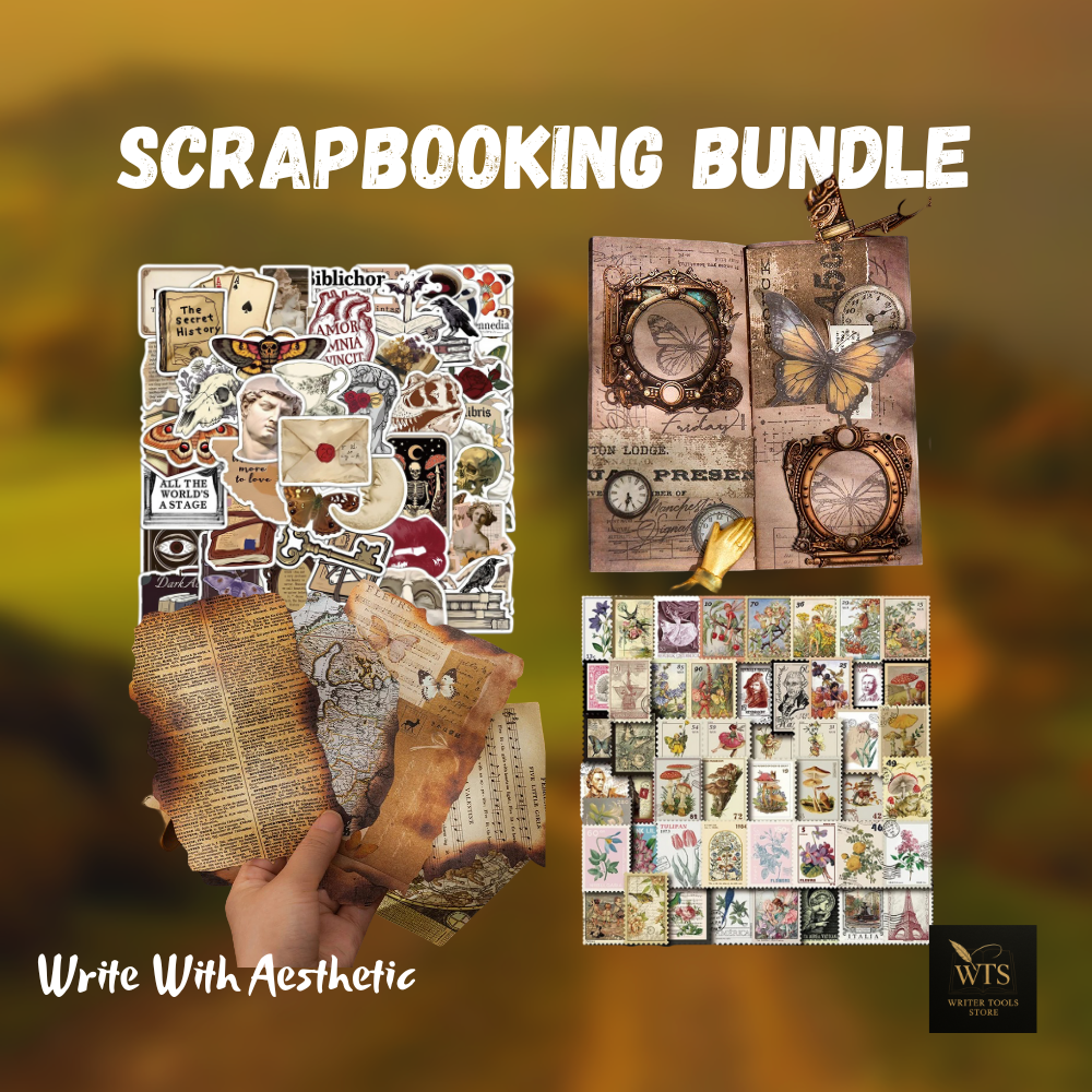 Scrapbooking Bundle Vintage Writing Sticker Scrapbbok set - SAVE 27%