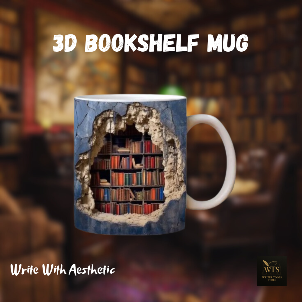 Ceramic Bookshelf Mug – 3D Library Design Coffee Cup for Book Lovers, Readers & Writers – Unique Christmas Gift & Multi-Purpose Tea Mug