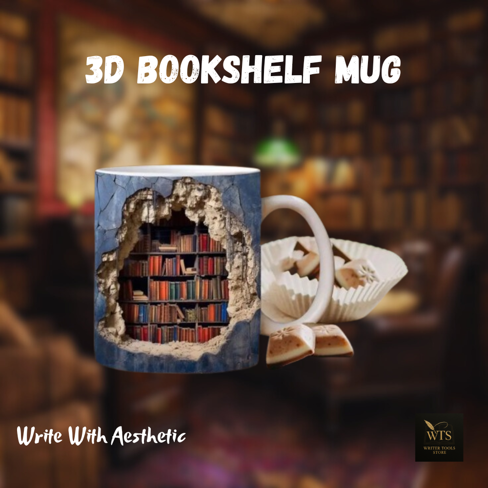 Ceramic Bookshelf Mug – 3D Library Design Coffee Cup for Book Lovers, Readers & Writers – Unique Christmas Gift & Multi-Purpose Tea Mug